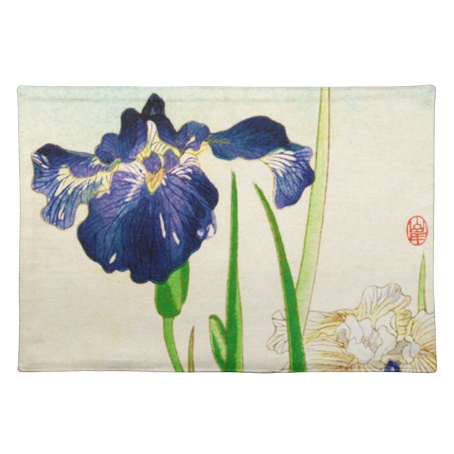 Blue Iris - Japanese watercolor print Placemat (Front)
