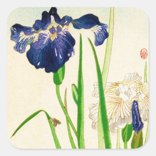 Blue Iris _ Japanese watercolor print Square Sticker