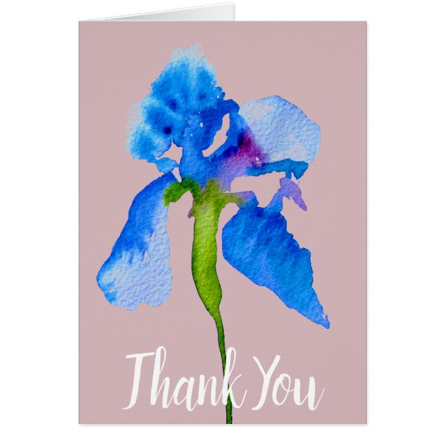 Blue Iris modern watercolor floral art Cards (Front)