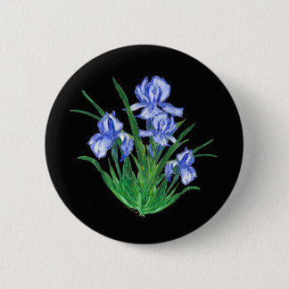 Blue Iris on black Pinback Button