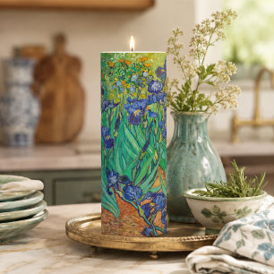 Blue Iris Post-Impressionist Garden Calm Spaces Pillar Candle