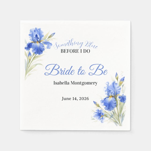 Blue Iris Something Blue Before I Do Bridal Shower Napkins (Front)