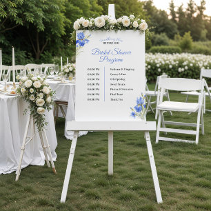 Blue Iris Something Blue Bridal Shower Program Poster