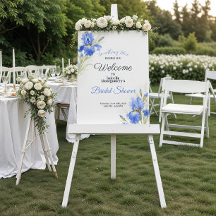 Blue Iris Something Blue Bridal Shower Welcome Foam Board