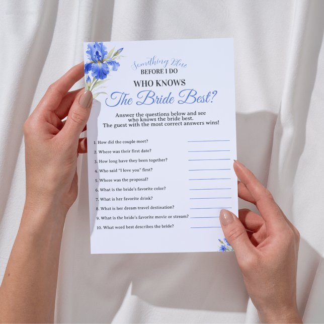 Blue Iris Something Blue Who Knows Bride Best Game Invitation (Blue Iris Something Blue Who Knows Bride Best Game
)