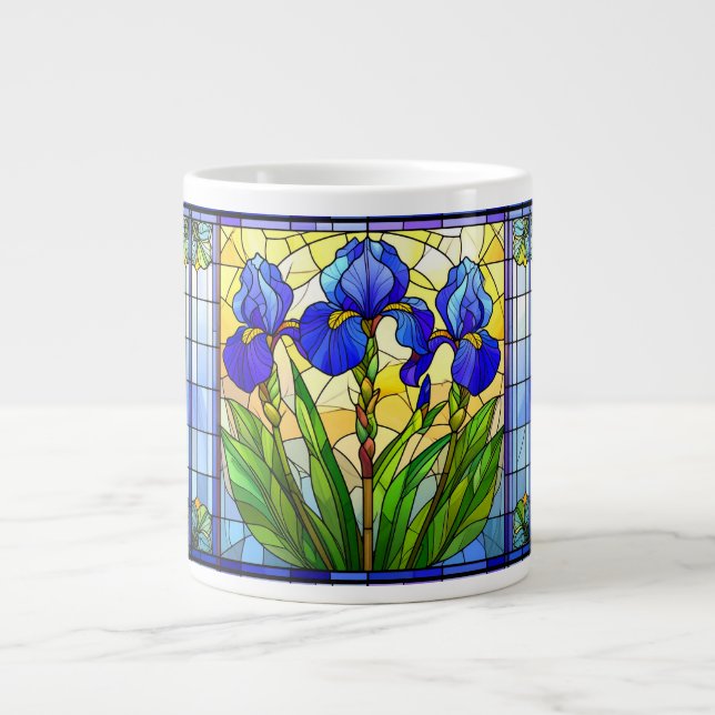 Blue Iris Stained Glass Specialty Mug (Front)