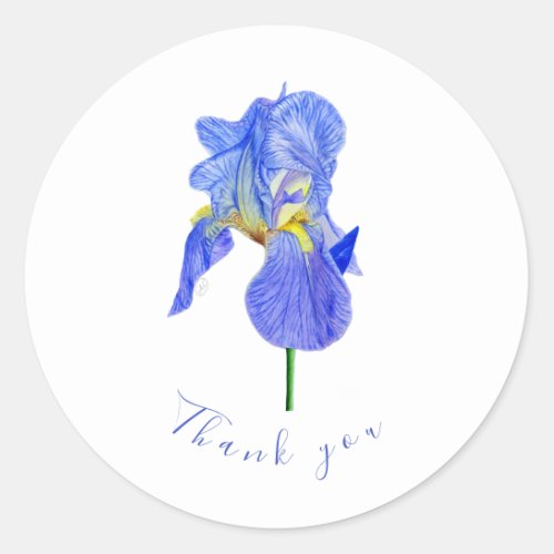 Blue Iris Thank you Classic Round Sticker
