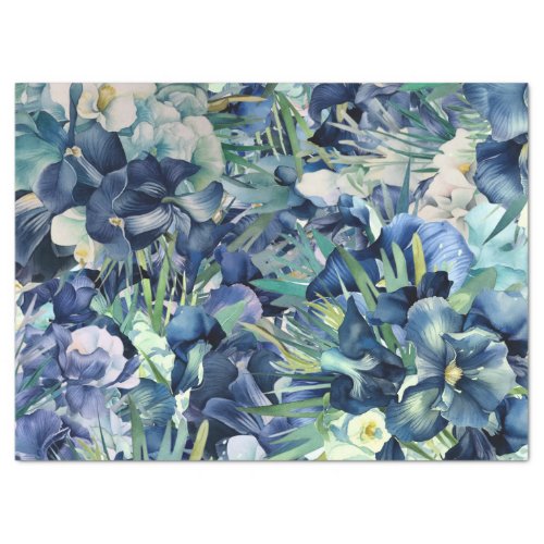  Blue Iris Watercolor Background Pattern Tissue Paper