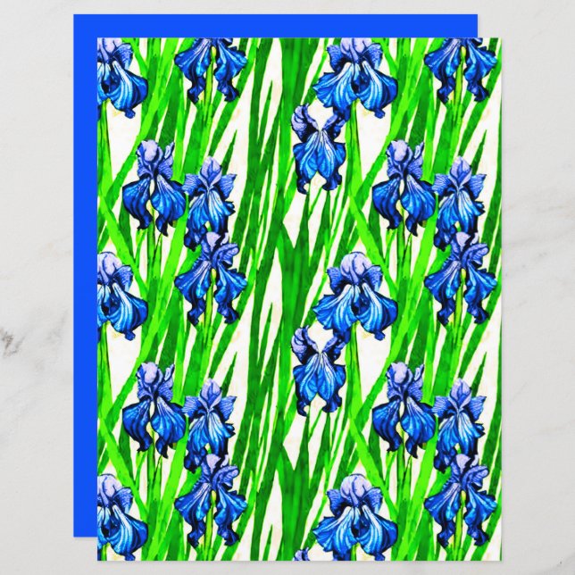 Blue Iris Watercolor Pattern    (Front/Back)