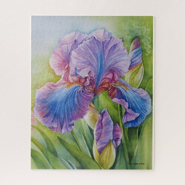 Blue Iris Watercolor Puzzle  (Vertical)