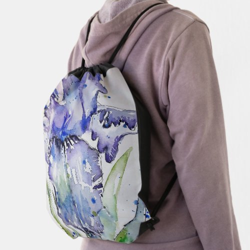 Blue Iris Watercolour Flower Floral Backpack