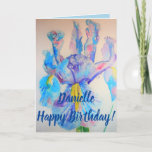 Blue Iris Watercolour Flower floral Birthday Card<br><div class="desc">Blue Iris Watercolour Flower floral Birthday Card. Designed from one of my original watercolour paintings,  I love the ethereal yet strong flowers.</div>