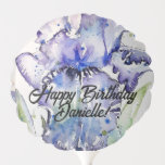 Blue Iris Watercolour Happy Birthday Balloon<br><div class="desc">Blue Iris Watercolour Happy Birthday Balloon. Designed from my original artwork.</div>