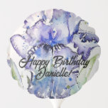 Blue Iris Watercolour Happy Birthday Balloon
