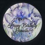 Blue Iris Watercolour Happy Birthday Balloon Paper Plates<br><div class="desc">Blue Iris Watercolour Happy Birthday Balloon. Designed from my original artwork.</div>