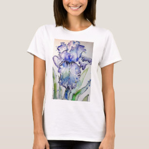Blue Iris Watercolour painting art T Shirt