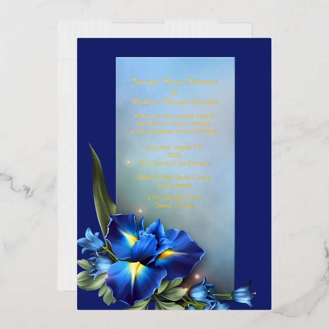 Blue Iris Wedding  Foil Invitation (Envelope)