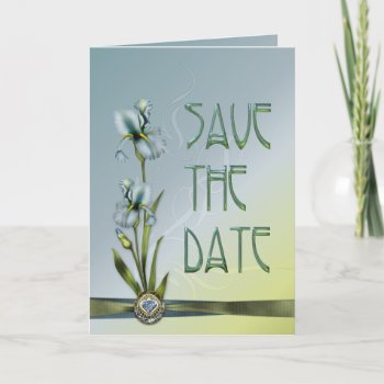 Blue Iris Wedding Save The Date Invitation by RainbowCards at Zazzle