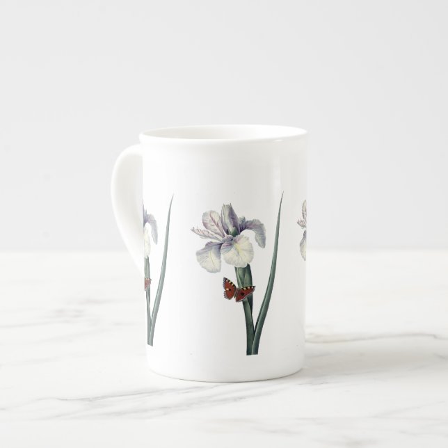 Blue Iris with Butterfly Botanical Bone China Mug (Front Left)
