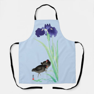 Blue Irises and Moorhens by Ohara Koson Apron