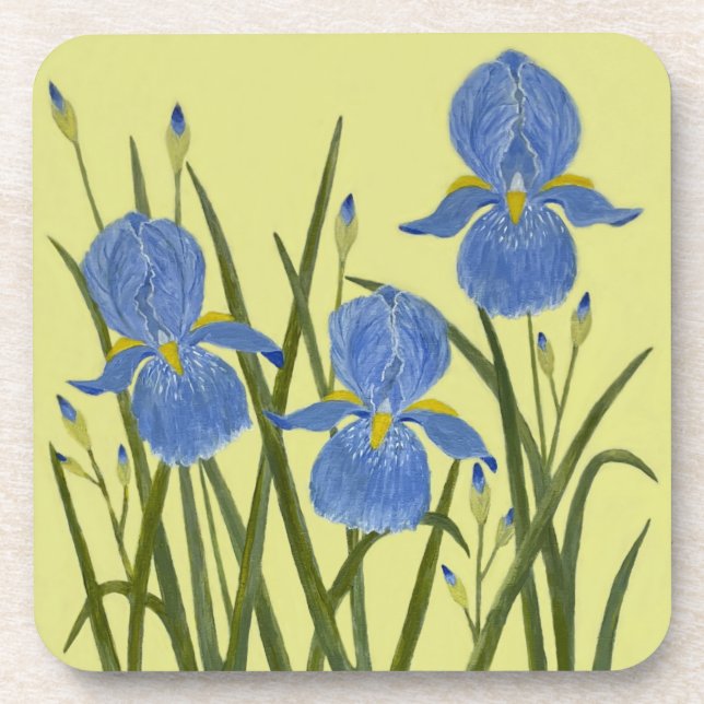 Blue Irises Beverage Coaster (Front)