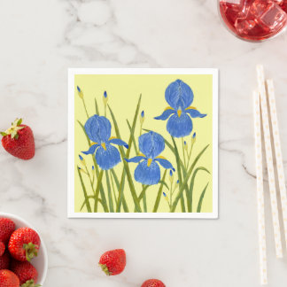 Blue Irises Beverage Coasters Napkins