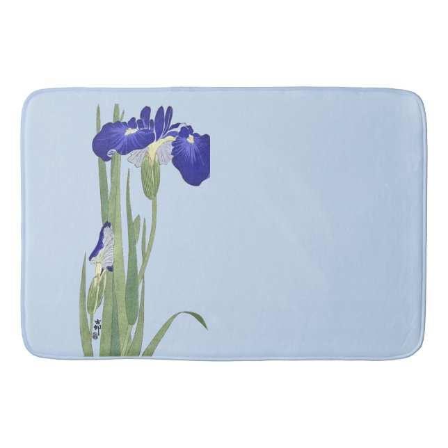 Blue Irises by Ohara Koson Bath Mat (Front)