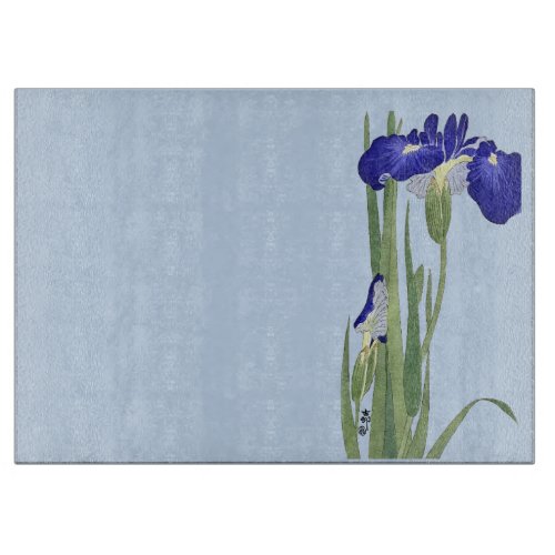 Blue Irises by Ohara Koson Cutting Board