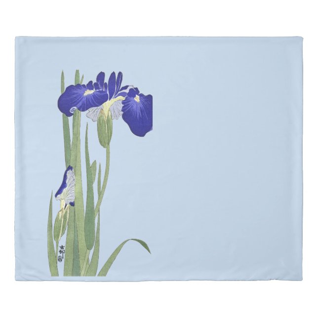 Blue Irises by Ohara Koson Duvet Cover (Front)