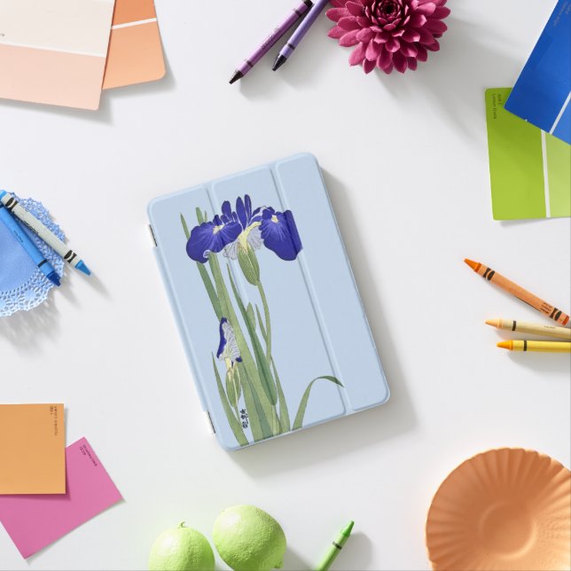 Blue Irises by Ohara Koson iPad Mini Cover (In Situ)