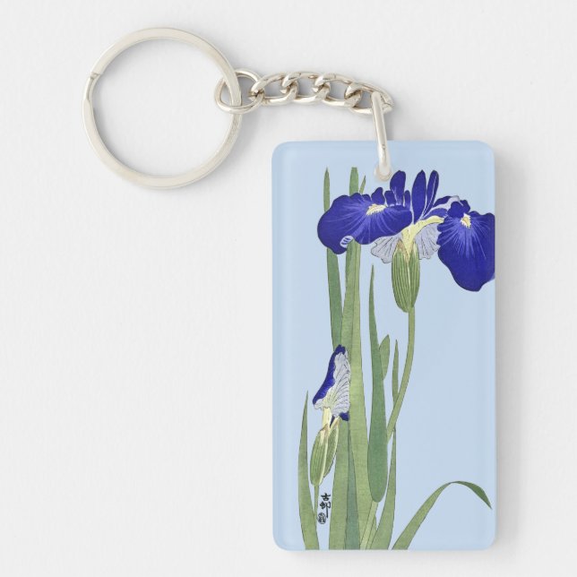Blue Irises by Ohara Koson Keychain (Front)