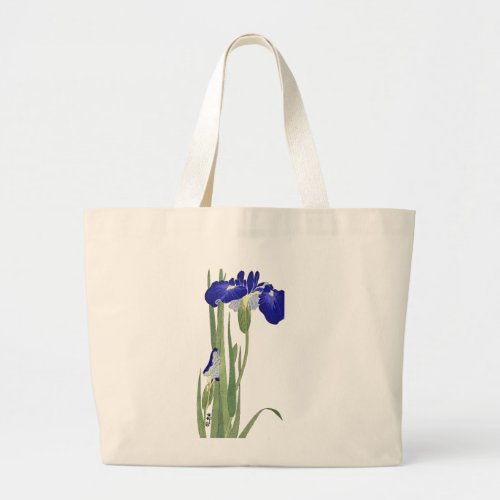 Blue Irises by Ohara Koson Large Tote Bag