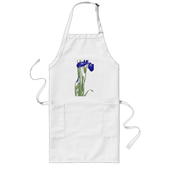 Blue Irises by Ohara Koson Long Apron (Front)
