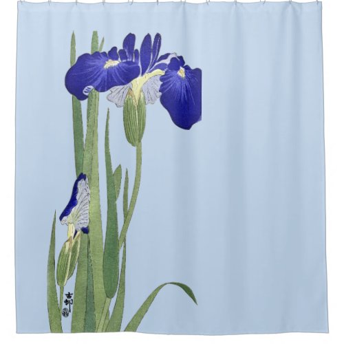 Blue Irises by Ohara Koson Shower Curtain