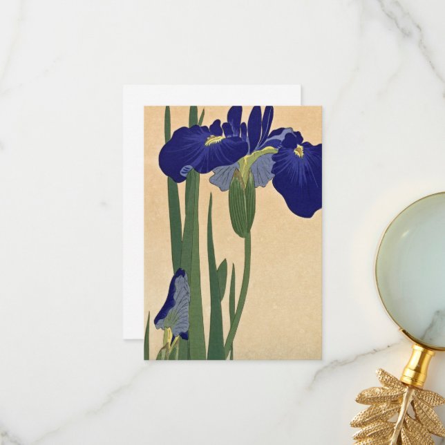 Blue Irises by Ohara Koson Thank You Card (Front/Back In Situ)