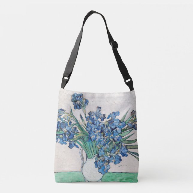 Blue Irises by Vincent Van Gogh Fine Art Crossbody Bag (Back)