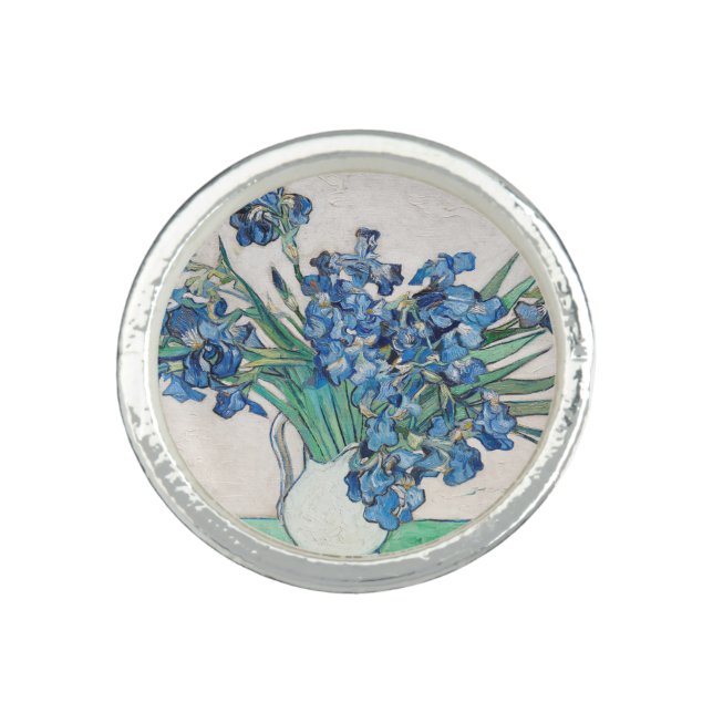 Blue Irises by Vincent Van Gogh Fine Art Ring (Front)