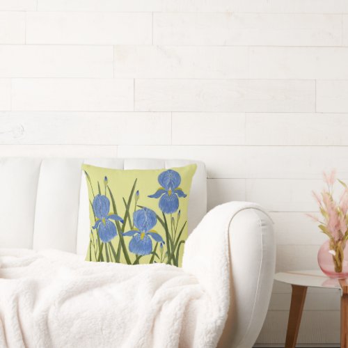 Blue Irises Ceramic Throw Pillow
