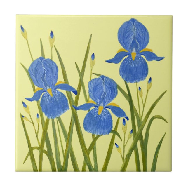 Blue Irises Ceramic Tile (Front)