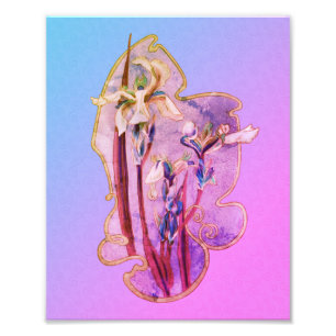 Blue Irises Floral Art Distressed 8x10 Photo Print
