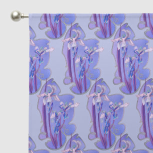 Blue Irises Floral Art Sheer Curtains