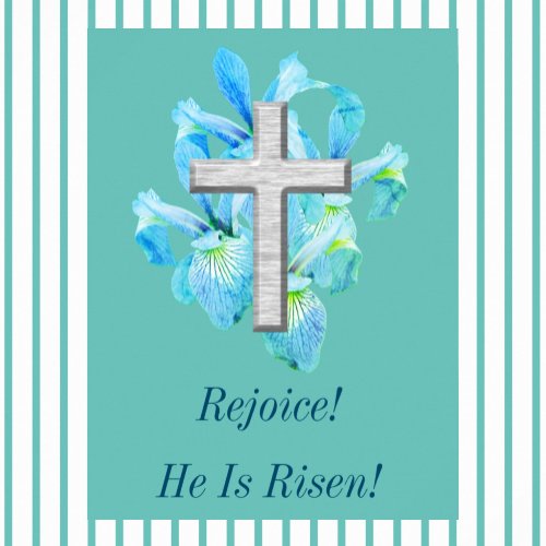 Blue Irises with Cross Easter Poster