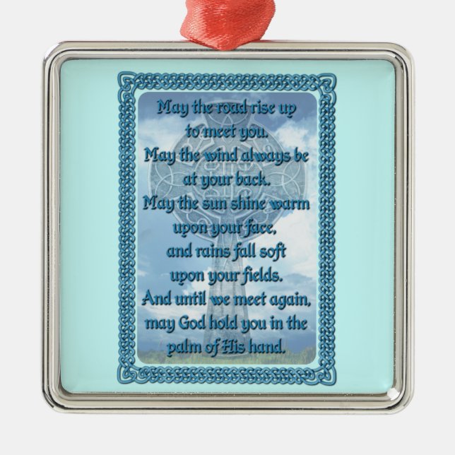 Blue Irish Blessing Metal Ornament (Front)