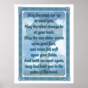 Blue Irish Blessing Poster by packratgraphics at Zazzle