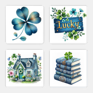 BLUE IRISH CELTIC ST PATRICKS DAY THEME COASTER SET