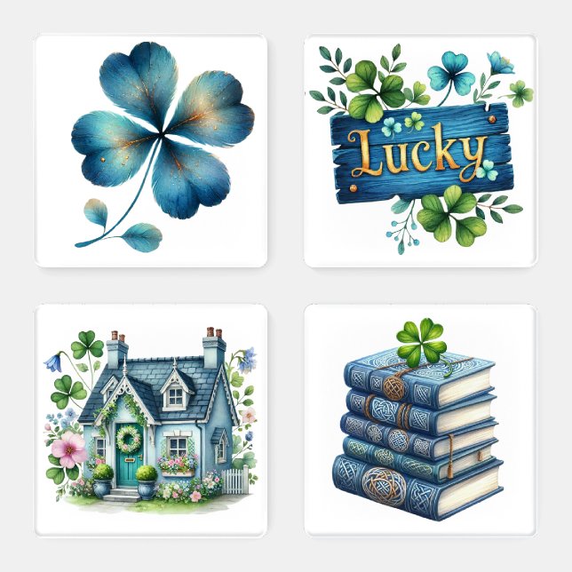 BLUE IRISH CELTIC ST PATRICKS DAY THEME COASTER SET (Set)