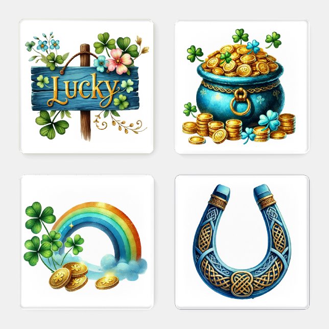 BLUE IRISH CELTIC ST PATRICKS DAY THEME COASTER SET (Set)