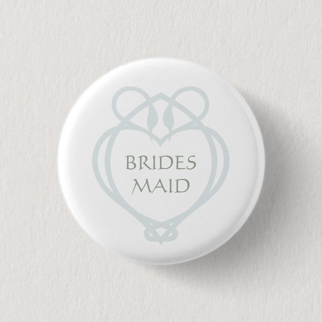 Blue Irish Celtic Swan Love knot Bridesmaid Button (Front)
