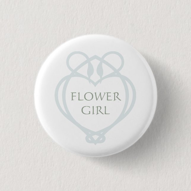 Blue Irish Celtic Swan Love knot Flower Girl Button (Front)