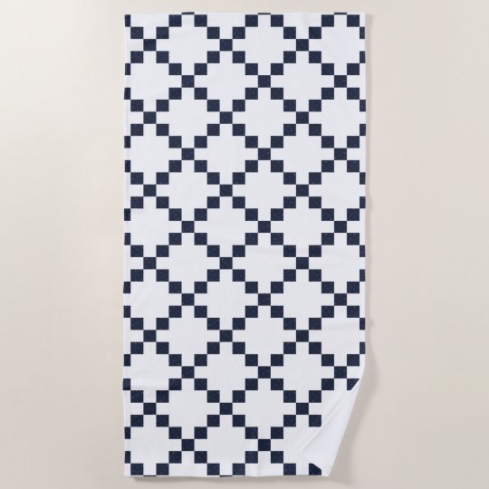 Blue Irish Wedding Chain Quilt Pattern Beach Towel